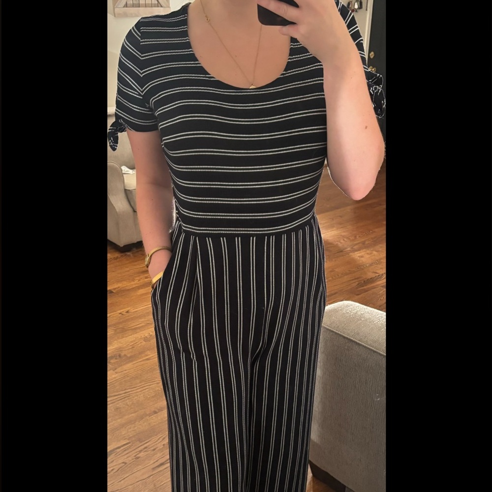 Jolt Black and White Striped Jumpsuit